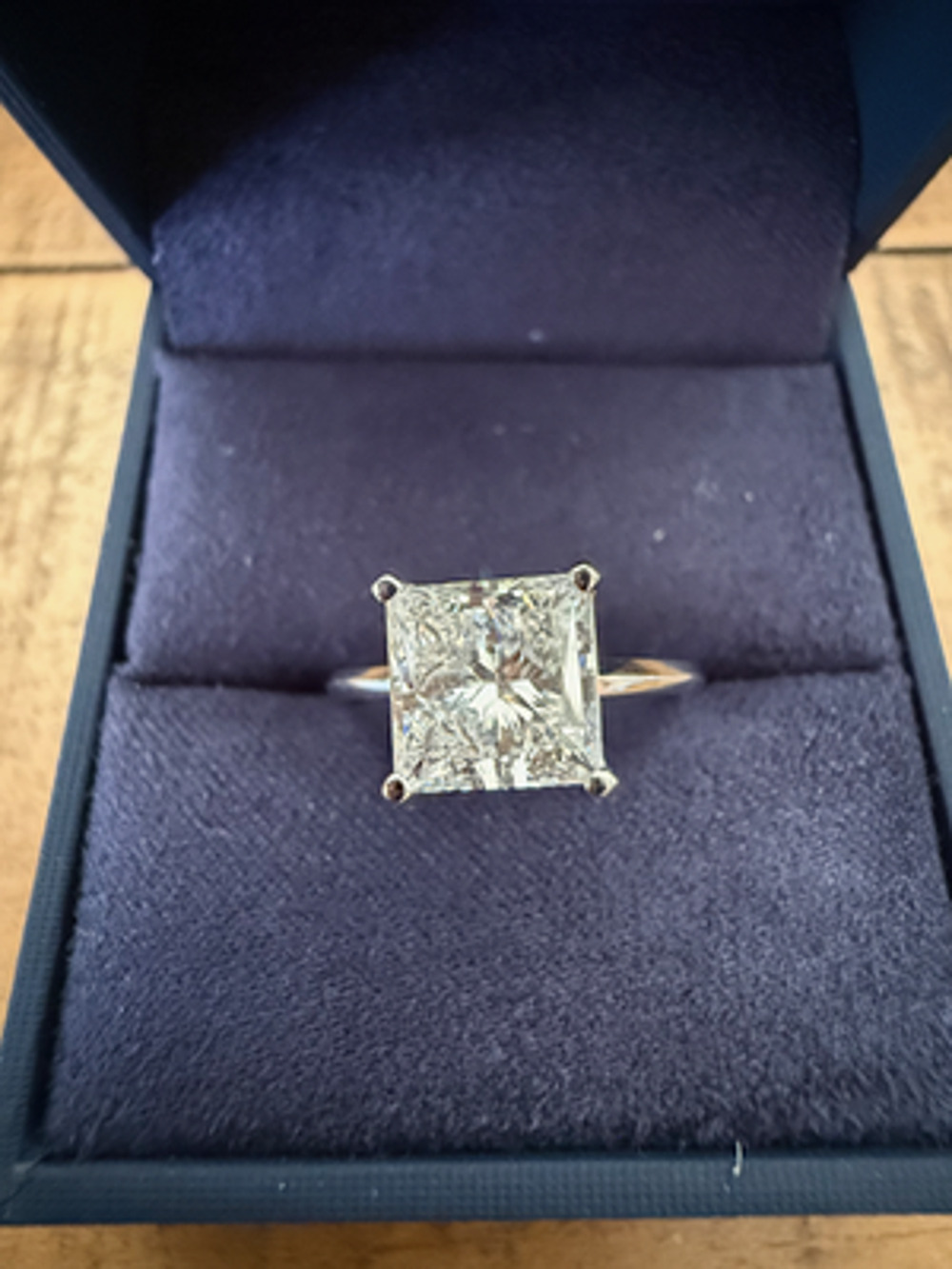 Platinum 2.00 Ct Lab-Created Diamond Princess Cut Engagement Ring Sz 6 H VS2